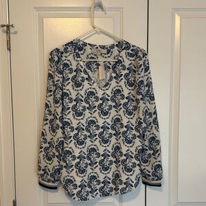 LOFT Blue and White Floral Blouse